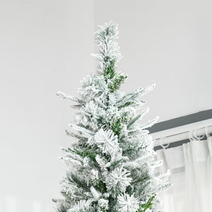 English Elm Homcom 9' Snow Flocked Artificial Christmas Tree - Realistic Branches, Quick Setup, Safe & Stunning! W2225P229088