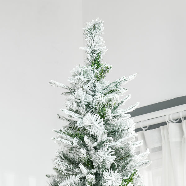 English Elm Homcom 9' Snow Flocked Artificial Christmas Tree - Realistic Branches, Quick Setup, Safe & Stunning! W2225P229088