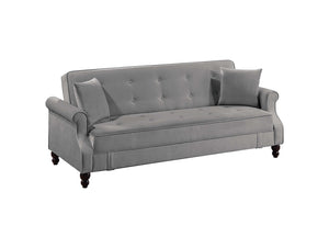 English Elm Adjustable Sofa Bed with Hidden Under-Seat Storage, Button-Tufted Comfort & Rolled Arm Elegance Gray 72 L x 45 W x 13 H B089P240493