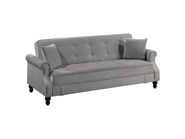 English Elm Adjustable Sofa Bed with Hidden Under-Seat Storage, Button-Tufted Comfort & Rolled Arm Elegance Gray 72 L x 45 W x 13 H B089P240493