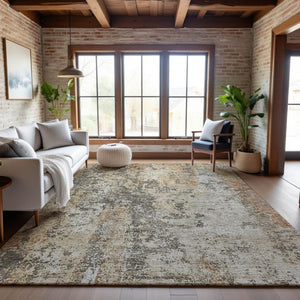 HomeRoots 8' X 10' Stylish Terra Cotta Brown and Gray Abstract Area Rug - Durable, Washable, UV Protected Design 687105