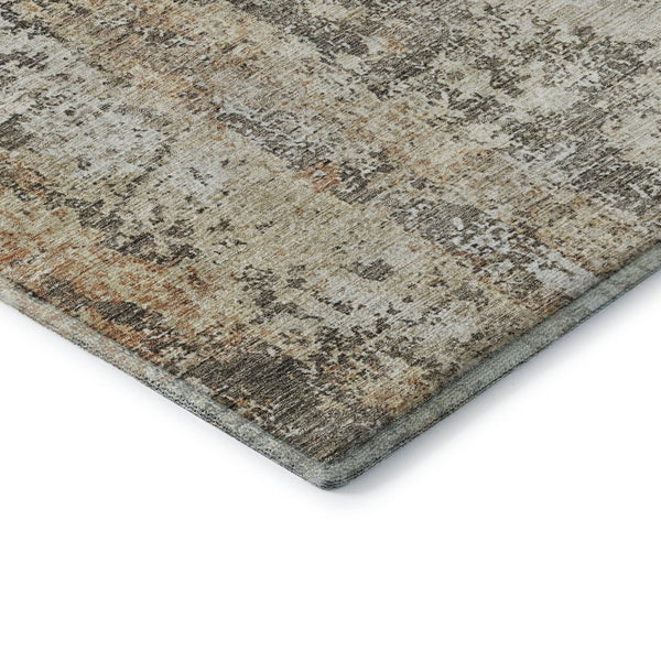 HomeRoots 8' X 10' Stylish Terra Cotta Brown and Gray Abstract Area Rug - Durable, Washable, UV Protected Design 687105