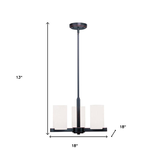 HomeRoots Three Light Dimmable Chandelier - Modern Steel Shades for Adjustable Ambiance in Any Room 687113