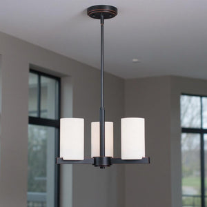 HomeRoots Three Light Dimmable Chandelier - Modern Steel Shades for Adjustable Ambiance in Any Room 687113
