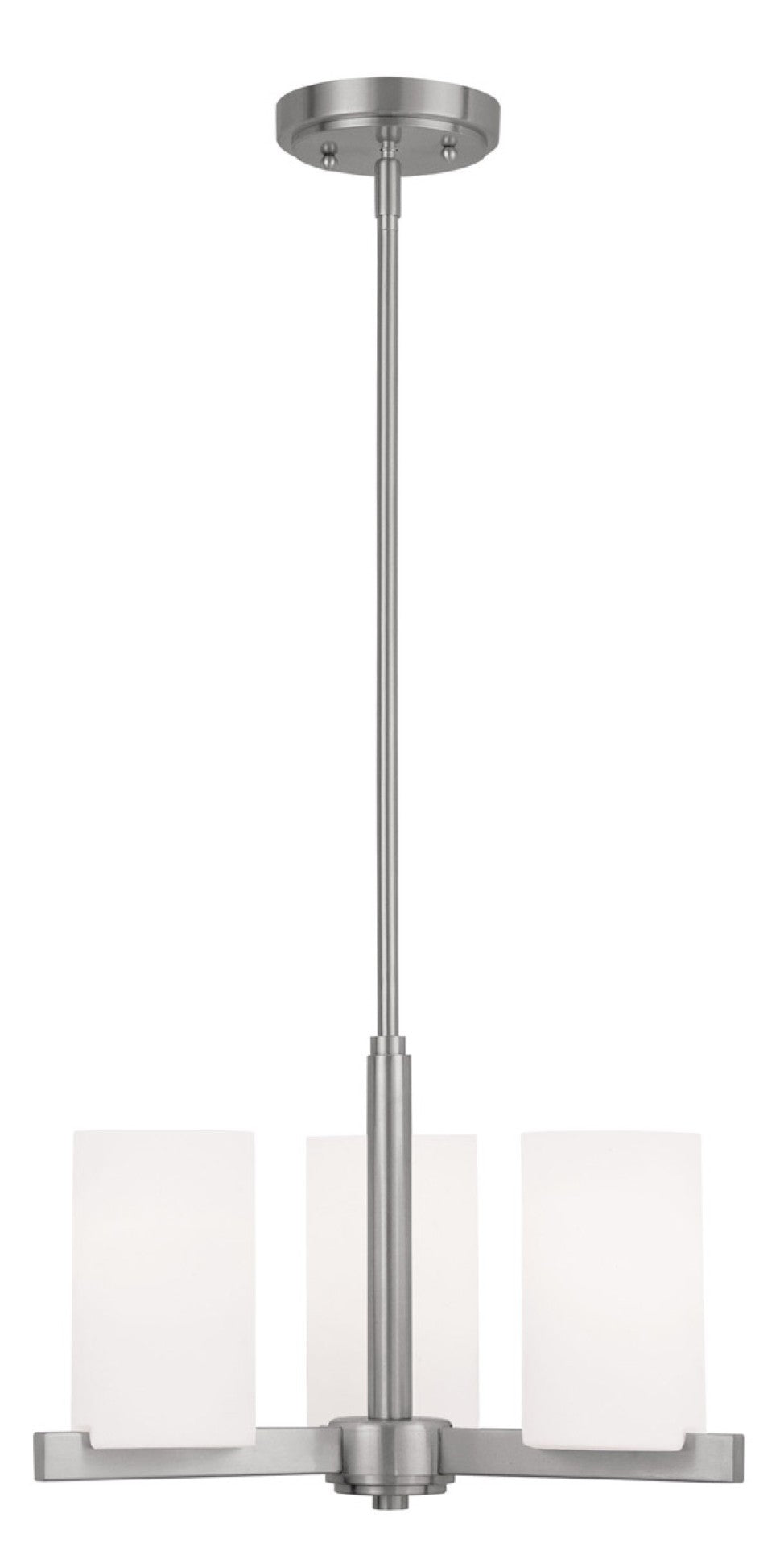 HomeRoots Nickel Three-Light Dimmable Chandelier with White Shades – Modern Metal Design for Elegant Illumination 687114