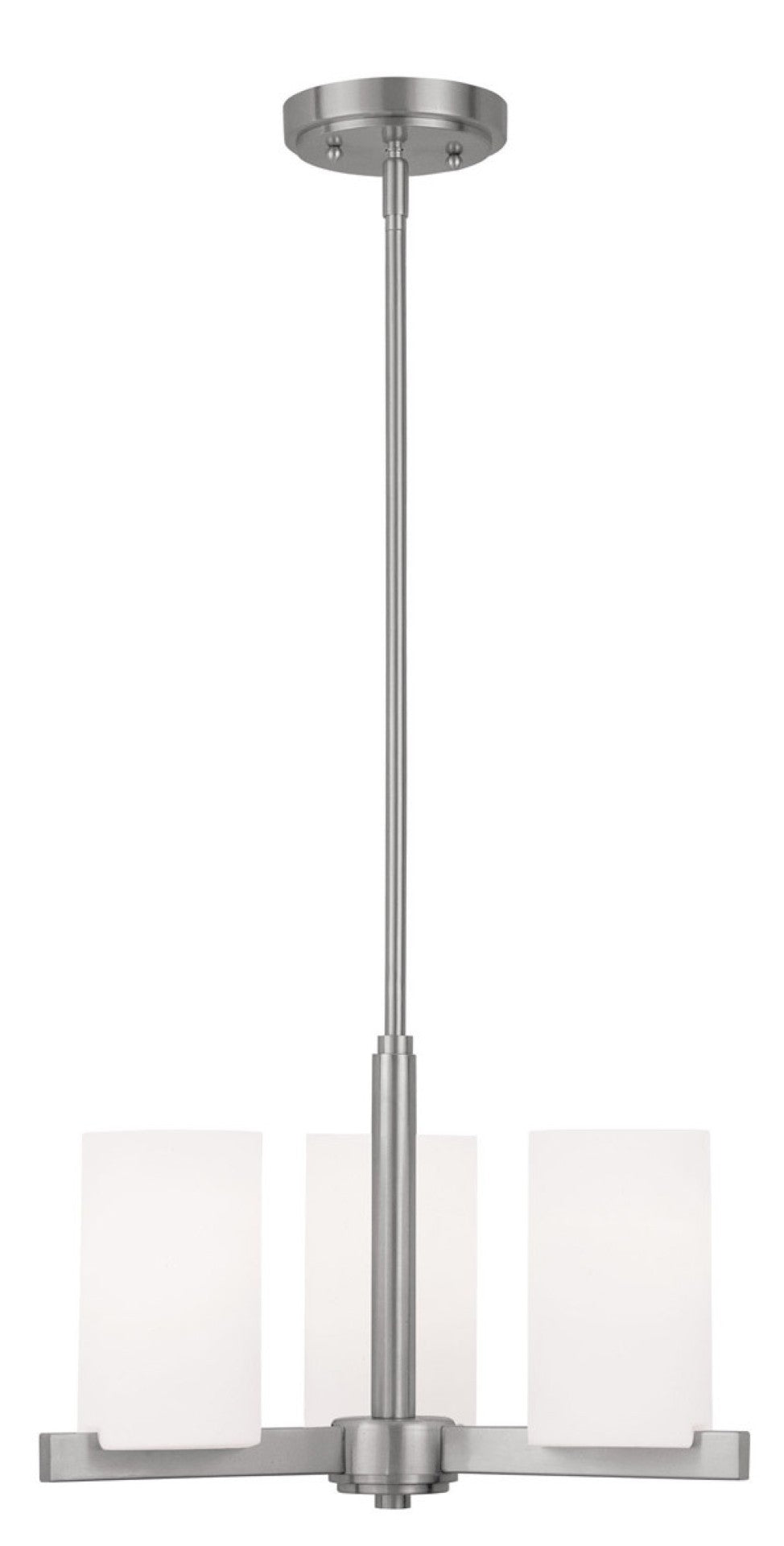 HomeRoots Nickel Three-Light Dimmable Chandelier with White Shades – Modern Metal Design for Elegant Illumination 687114