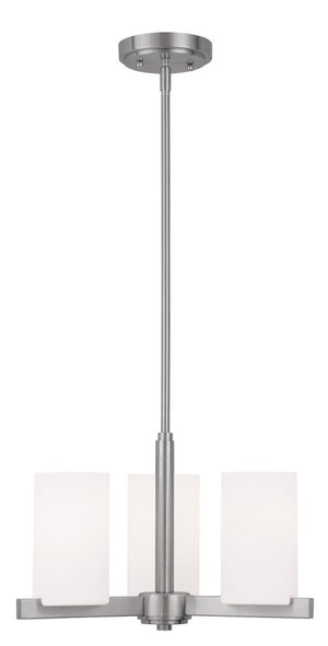 HomeRoots Nickel Three-Light Dimmable Chandelier with White Shades – Modern Metal Design for Elegant Illumination 687114