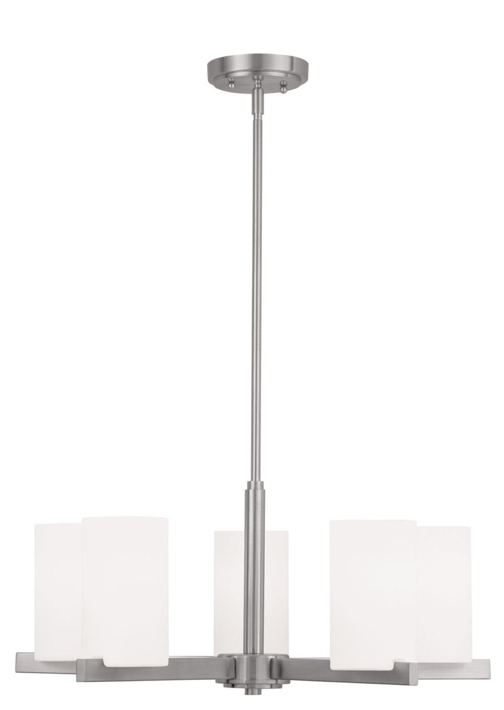 HomeRoots Five Light Dimmable Chandelier: Modern Steel Shades for Stylish Ambiance in Any Room 687115