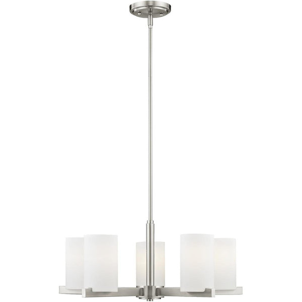HomeRoots Five Light Dimmable Chandelier: Modern Steel Shades for Stylish Ambiance in Any Room 687115
