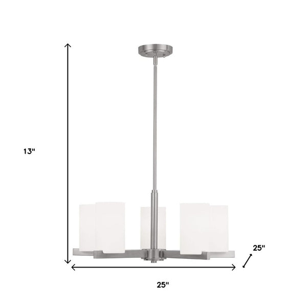 HomeRoots Five Light Dimmable Chandelier: Modern Steel Shades for Stylish Ambiance in Any Room 687115