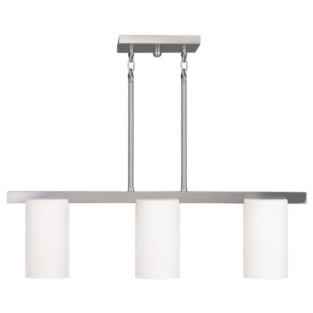 HomeRoots Nickel Modern Three-Light Dimmable Chandelier with White Shades for Stylish Home Illumination 687116