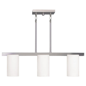 HomeRoots Nickel Modern Three-Light Dimmable Chandelier with White Shades for Stylish Home Illumination 687116