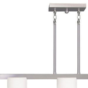 HomeRoots Nickel Modern Three-Light Dimmable Chandelier with White Shades for Stylish Home Illumination 687116