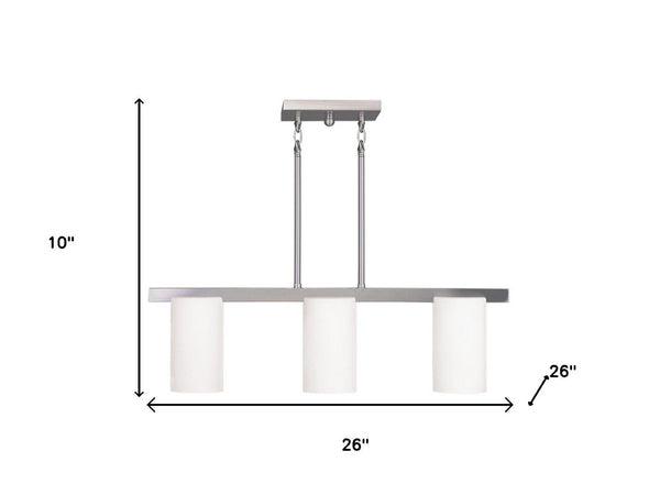 HomeRoots Nickel Modern Three-Light Dimmable Chandelier with White Shades for Stylish Home Illumination 687116