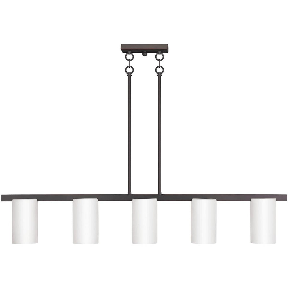 HomeRoots Five Light Dimmable Chandelier with Cylinder Shades - Modern Steel Design for Versatile Home Illumination 687117