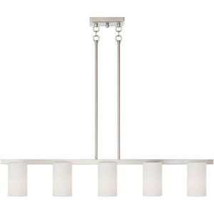 HomeRoots Five Light Dimmable Chandelier - Modern Cylinder Design with Steel Shades for Versatile Ambiance 687118