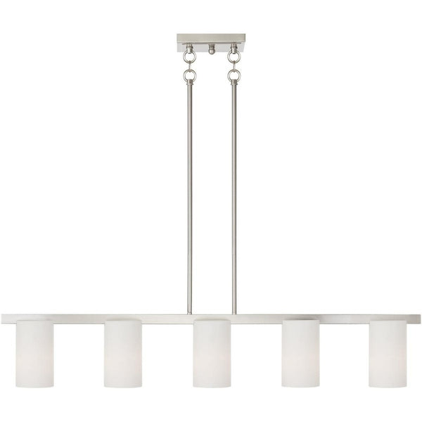 HomeRoots Five Light Dimmable Chandelier - Modern Cylinder Design with Steel Shades for Versatile Ambiance 687118