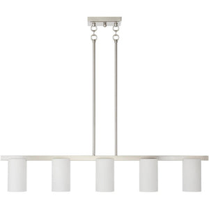 HomeRoots Five Light Dimmable Chandelier - Modern Cylinder Design with Steel Shades for Versatile Ambiance 687118