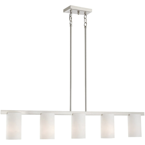 HomeRoots Five Light Dimmable Chandelier - Modern Cylinder Design with Steel Shades for Versatile Ambiance 687118