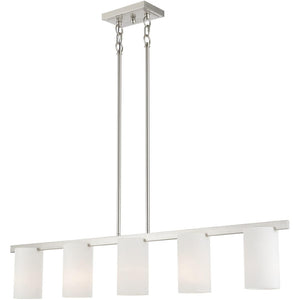HomeRoots Five Light Dimmable Chandelier - Modern Cylinder Design with Steel Shades for Versatile Ambiance 687118