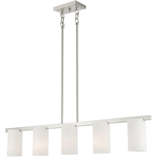 HomeRoots Five Light Dimmable Chandelier - Modern Cylinder Design with Steel Shades for Versatile Ambiance 687118