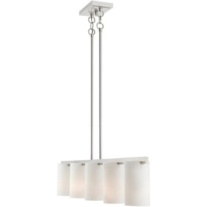 HomeRoots Five Light Dimmable Chandelier - Modern Cylinder Design with Steel Shades for Versatile Ambiance 687118