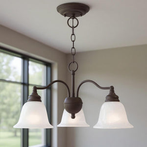 HomeRoots Bronze Three-Light Dimmable Chandelier with Cylinder Shades for Elegant Home Lighting Solutions 687119
