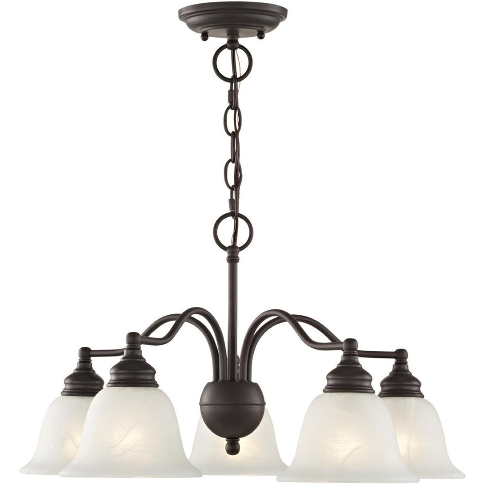 HomeRoots Bronze Elegant Five-Light Dimmable Chandelier with Contemporary Cylinder Shades for Stylish Interiors 687121