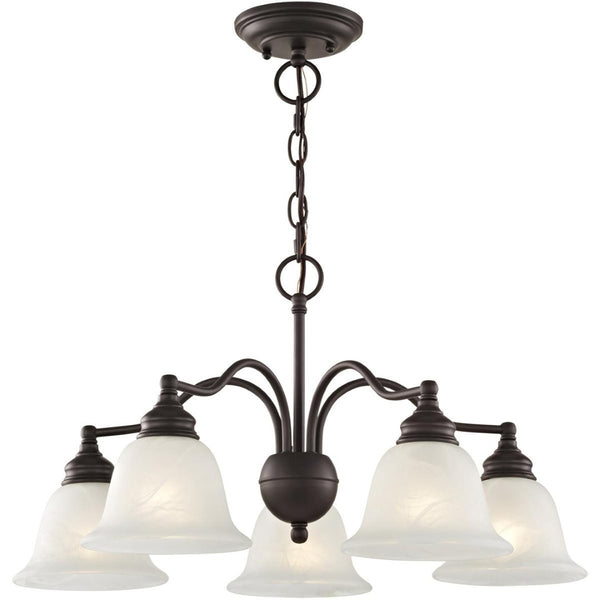 HomeRoots Bronze Elegant Five-Light Dimmable Chandelier with Contemporary Cylinder Shades for Stylish Interiors 687121