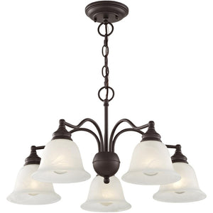 HomeRoots Bronze Elegant Five-Light Dimmable Chandelier with Contemporary Cylinder Shades for Stylish Interiors 687121