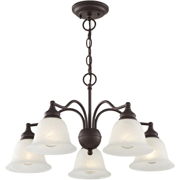 HomeRoots Bronze Elegant Five-Light Dimmable Chandelier with Contemporary Cylinder Shades for Stylish Interiors 687121