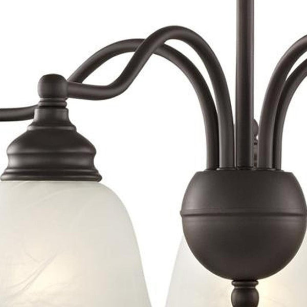HomeRoots Bronze Elegant Five-Light Dimmable Chandelier with Contemporary Cylinder Shades for Stylish Interiors 687121