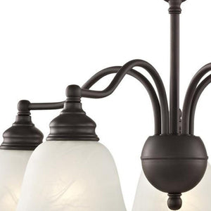 HomeRoots Bronze Elegant Five-Light Dimmable Chandelier with Contemporary Cylinder Shades for Stylish Interiors 687121