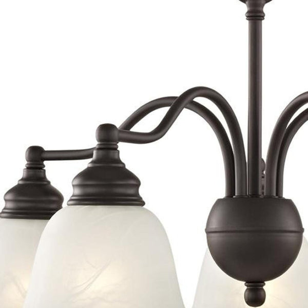 HomeRoots Bronze Elegant Five-Light Dimmable Chandelier with Contemporary Cylinder Shades for Stylish Interiors 687121