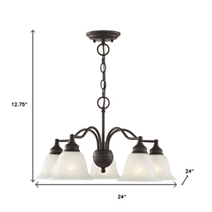 HomeRoots Bronze Elegant Five-Light Dimmable Chandelier with Contemporary Cylinder Shades for Stylish Interiors 687121