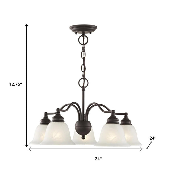HomeRoots Bronze Elegant Five-Light Dimmable Chandelier with Contemporary Cylinder Shades for Stylish Interiors 687121