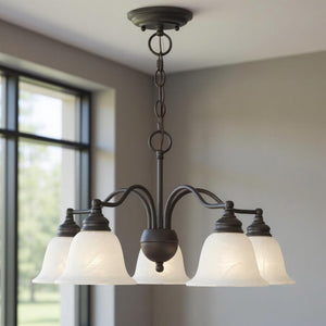 HomeRoots Bronze Elegant Five-Light Dimmable Chandelier with Contemporary Cylinder Shades for Stylish Interiors 687121