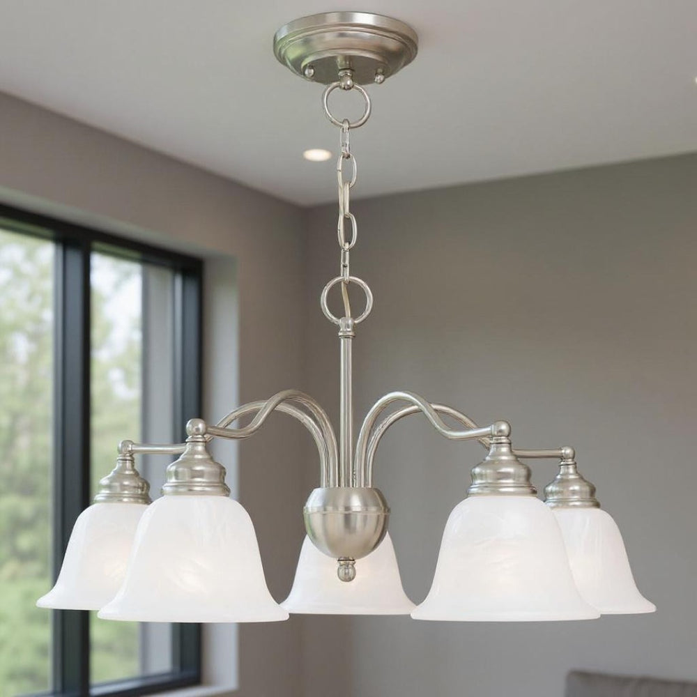 HomeRoots Five Light Dimmable Chandelier - Modern Cylinder Shades for Stylish, Flexible Illumination in Any Space 687122