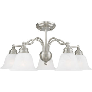 HomeRoots Five Light Dimmable Chandelier - Modern Cylinder Shades for Stylish, Flexible Illumination in Any Space 687122