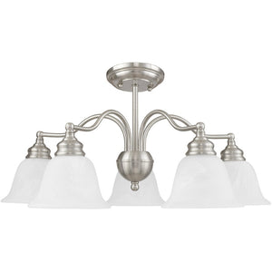 HomeRoots Five Light Dimmable Chandelier - Modern Cylinder Shades for Stylish, Flexible Illumination in Any Space 687122