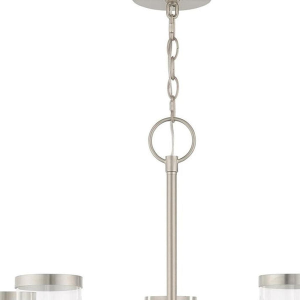 HomeRoots Five Light Dimmable Chandelier with Modern Cylindrical Shades for Elegant Home Lighting Solutions 687123