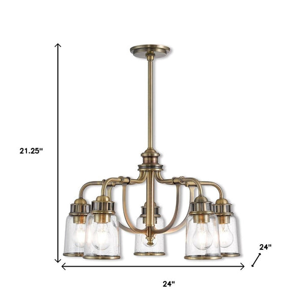 HomeRoots Five Light Dimmable Chandelier - Modern Steel Design with Adjustable Brightness for Any Room Style 687124