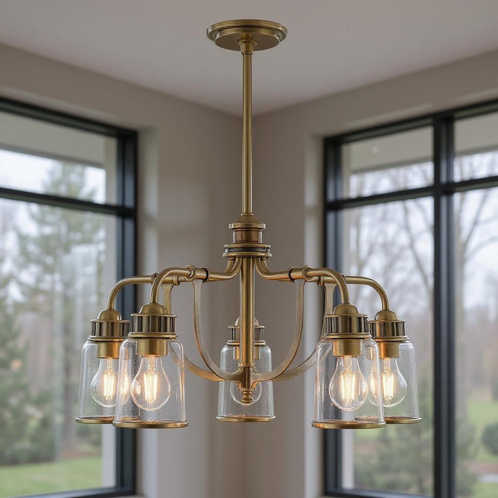 HomeRoots Five Light Dimmable Chandelier - Modern Steel Design with Adjustable Brightness for Any Room Style 687124