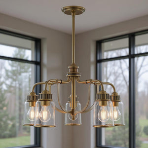 HomeRoots Five Light Dimmable Chandelier - Modern Steel Design with Adjustable Brightness for Any Room Style 687124