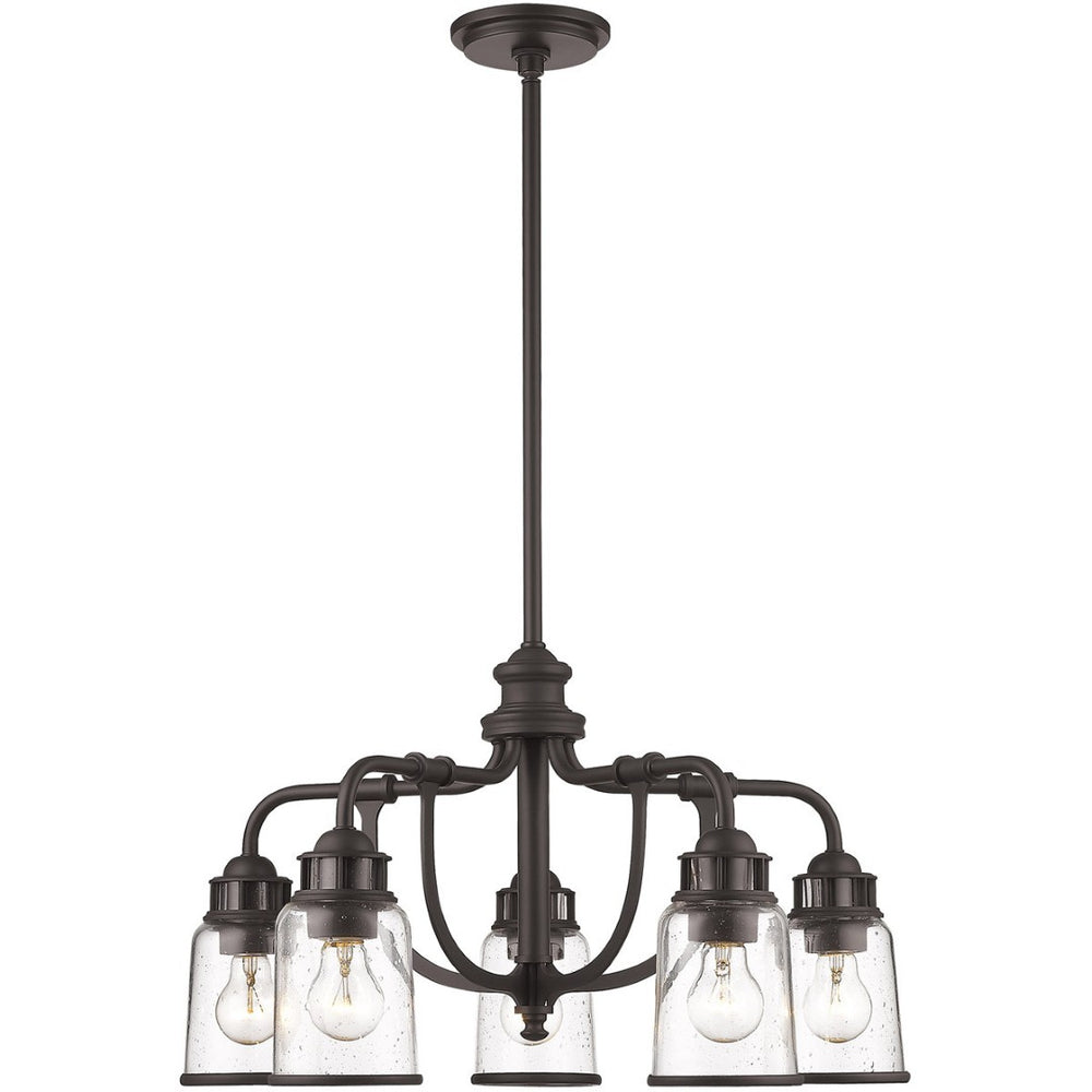 HomeRoots Bronze Five-Light Dimmable Chandelier with Cylinder Shades for Modern Elegance in Any Space 687126