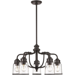 HomeRoots Bronze Five-Light Dimmable Chandelier with Cylinder Shades for Modern Elegance in Any Space 687126