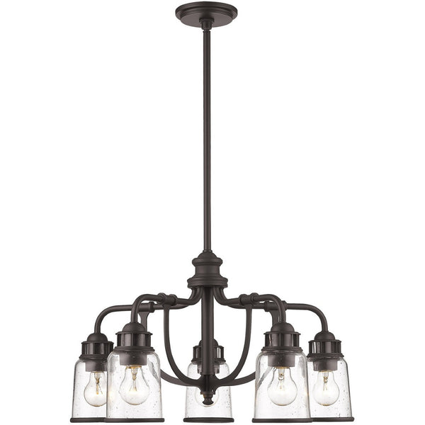 HomeRoots Bronze Five-Light Dimmable Chandelier with Cylinder Shades for Modern Elegance in Any Space 687126
