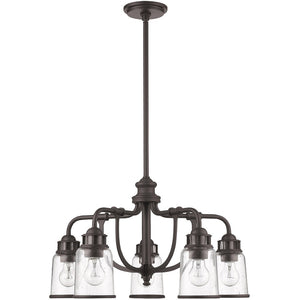 HomeRoots Bronze Five-Light Dimmable Chandelier with Cylinder Shades for Modern Elegance in Any Space 687126