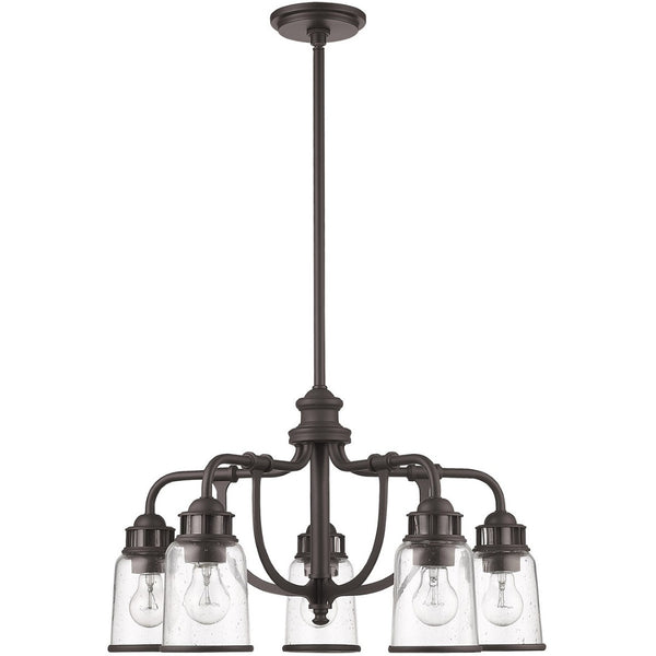 HomeRoots Bronze Five-Light Dimmable Chandelier with Cylinder Shades for Modern Elegance in Any Space 687126