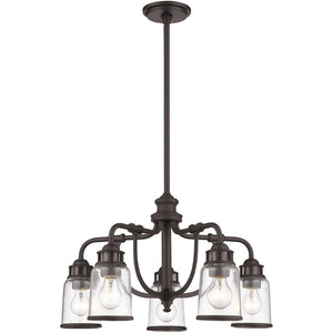HomeRoots Bronze Five-Light Dimmable Chandelier with Cylinder Shades for Modern Elegance in Any Space 687126